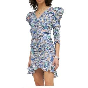 Isabel Marant Bireya Ruched Silk Mini Dress